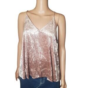 Dusty Rose Crushed Velvet Swing Tank Cami Womens Large 90s Y2K Style